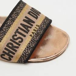 Dior Multicolor Canvas Dway Flat Slides Size 40.5