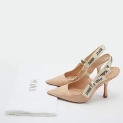 Dior Beige Patent Leather J'adior Slingback Pumps Size 36
