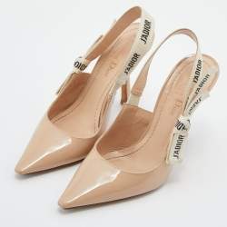Dior Beige Patent Leather J'adior Slingback Pumps Size 36
