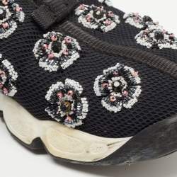 Pre Owned Dior Black Crystal Embellished Mesh Fusion Sneakers Size 39.5