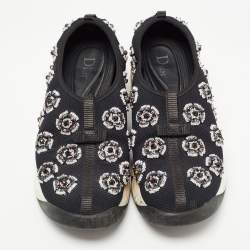 Pre Owned Dior Black Crystal Embellished Mesh Fusion Sneakers Size 39.5