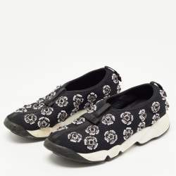 Pre Owned Dior Black Crystal Embellished Mesh Fusion Sneakers Size 39.5