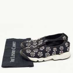 Pre Owned Dior Black Crystal Embellished Mesh Fusion Sneakers Size 39.5