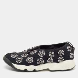 Pre Owned Dior Black Crystal Embellished Mesh Fusion Sneakers Size 39.5