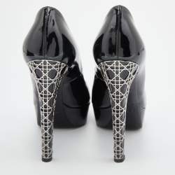Pre Owned Dior Black Patent Leather Peep Toe Platform Pumps Size 37.5