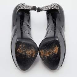 Pre Owned Dior Black Patent Leather Peep Toe Platform Pumps Size 37.5