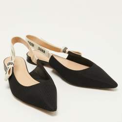 Dior Black Canvas J'adior Slingback Flat Sandals Size 39.5