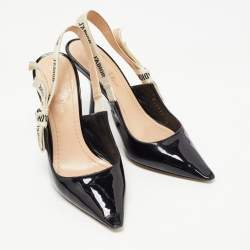 Dior Black Patent Leather J'adior Slingback Pumps Size 36 