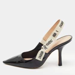 Dior Black Patent Leather J'adior Slingback Pumps Size 36 