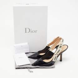 Dior Black Patent Leather J'adior Slingback Pumps Size 36 
