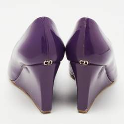 Dior Purple Patent Peep Toe Wedge Pumps Size 36