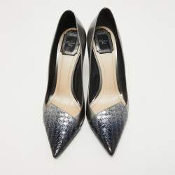 Dior Grey/Blue Patent Pointed Toe Pumps Size 39
