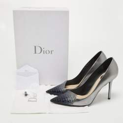 Dior Grey/Blue Patent Pointed Toe Pumps Size 39