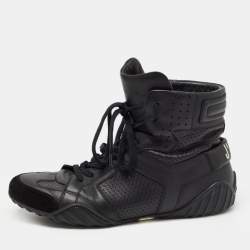 Pre Owned Dior Black Perforated Leather and Suede J'adior High Top Sneakers Size 39.5