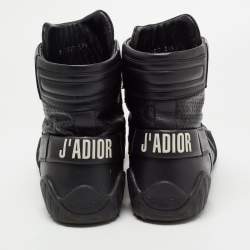 Pre Owned Dior Black Perforated Leather and Suede J'adior High Top Sneakers Size 39.5