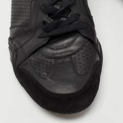 Pre Owned Dior Black Perforated Leather and Suede J'adior High Top Sneakers Size 39.5