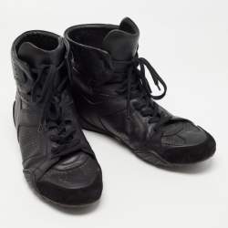 Pre Owned Dior Black Perforated Leather and Suede J'adior High Top Sneakers Size 39.5