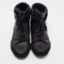 Pre Owned Dior Black Perforated Leather and Suede J'adior High Top Sneakers Size 39.5