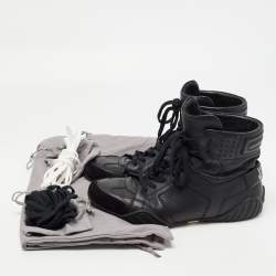 Pre Owned Dior Black Perforated Leather and Suede J'adior High Top Sneakers Size 39.5