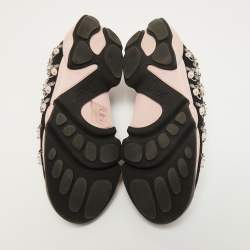 Pre Owned Dior Black Mesh Crystal Embellishment Fusion Sneakers Size 35.5