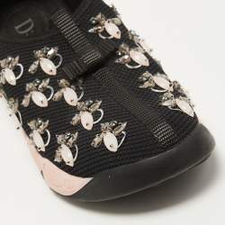 Pre Owned Dior Black Mesh Crystal Embellishment Fusion Sneakers Size 35.5