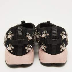 Pre Owned Dior Black Mesh Crystal Embellishment Fusion Sneakers Size 35.5