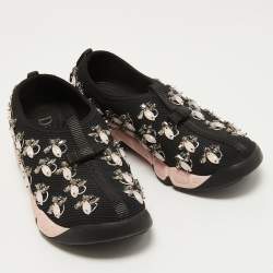 Pre Owned Dior Black Mesh Crystal Embellishment Fusion Sneakers Size 35.5