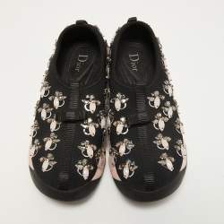 Pre Owned Dior Black Mesh Crystal Embellishment Fusion Sneakers Size 35.5