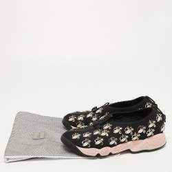 Pre Owned Dior Black Mesh Crystal Embellishment Fusion Sneakers Size 35.5