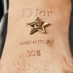 Pre Owned Dior Black Patent Leather Bow Slingback Pumps Size 39.5