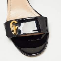 Pre Owned Dior Black Patent Leather C'est Ankle Strap Block Heel Sandals Size 37