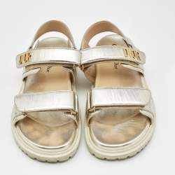 Pre Owned Dior Light Gold Leather Dioract Sandals Size 37