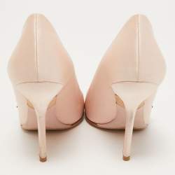 Pre Owned Dior Light Pink Satin Crystal Embellished Flower Pumps Size 39