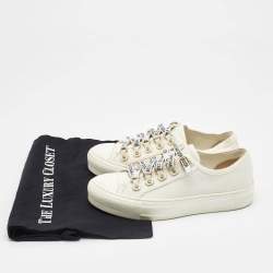 Dior White Canvas Walk'n'Dior Low Top Sneakers Size 36.5