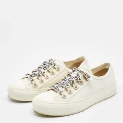 Dior White Canvas Walk'n'Dior Low Top Sneakers Size 36.5