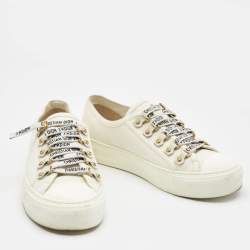 Dior White Canvas Walk'n'Dior Low Top Sneakers Size 36.5