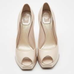 Dior Pink Leather Square Peep Toe Platform Pumps Size 38.5