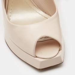 Dior Pink Leather Square Peep Toe Platform Pumps Size 38.5
