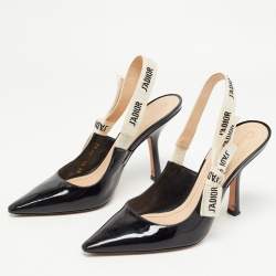 Pre Owned Dior Black Patent Leather J'adior Slingback Pumps Size 36