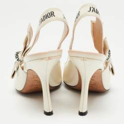Dior Off White Patent Leather J'adior Slingback Pumps Size 36