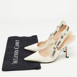 Dior Off White Patent Leather J'adior Slingback Pumps Size 36