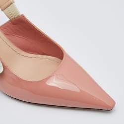 Pre Owned Dior Peach Patent Leather Jadior Peep Toe Slingback Pumps Size 37.5