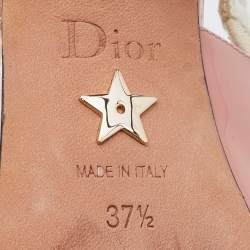 Pre Owned Dior Peach Patent Leather Jadior Peep Toe Slingback Pumps Size 37.5