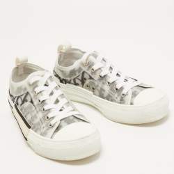 Dior Grey PVC and Canvas B23 Low Top Sneakers Size 36.5
