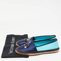 Dior Two Tone Satin Embroidered Slip On Espadrille Flats Size 40