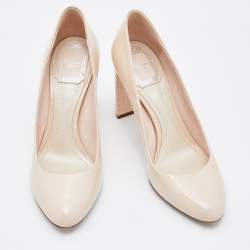 Dior Pink Cannage Patent Leather Block Heel Pumps Size 37