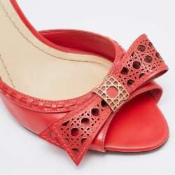 Dior Orange Patent Leather Bow Slide Sandals Size 38.5
