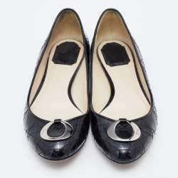 Dior Black Cannage Patent Leather Ballet Flats Size 38