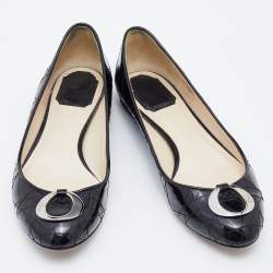 Dior Black Cannage Patent Leather Ballet Flats Size 38