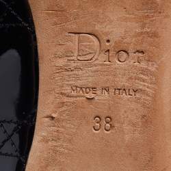 Dior Black Cannage Patent Leather Ballet Flats Size 38